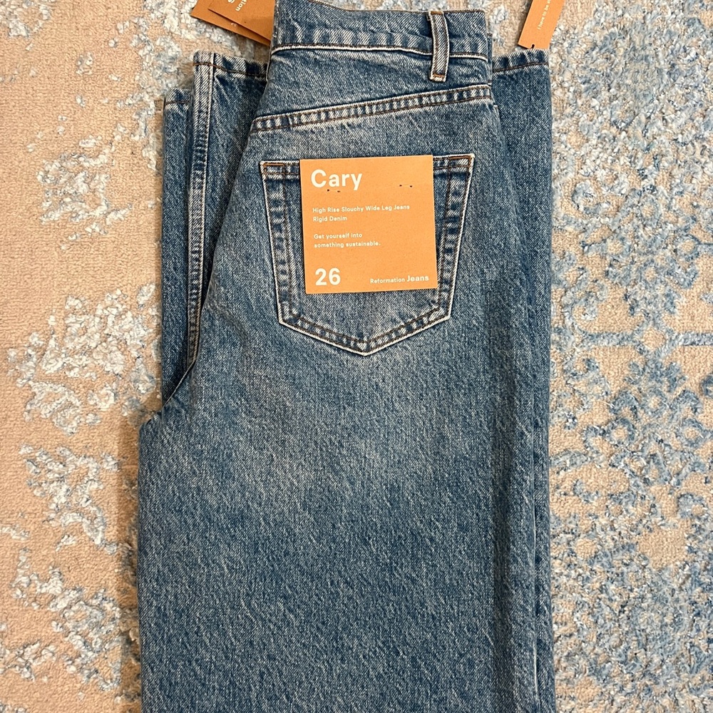 Reformation Cary High Rise Slouchy Wide Leg Jeans in Colorado Blue NWT Size 26